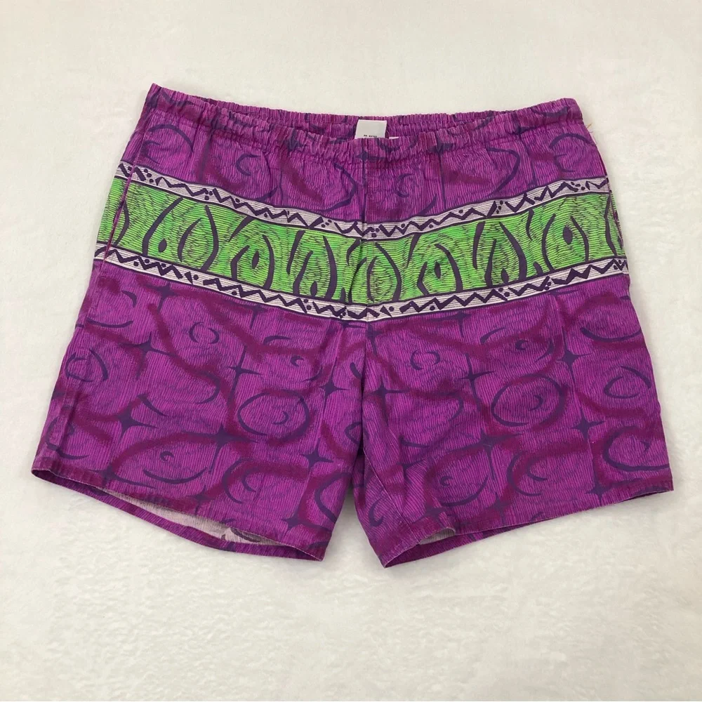 Vintage 90s Newport Blue Pink & Green Above Knee Lined Swim Trunks Mens 2XL.